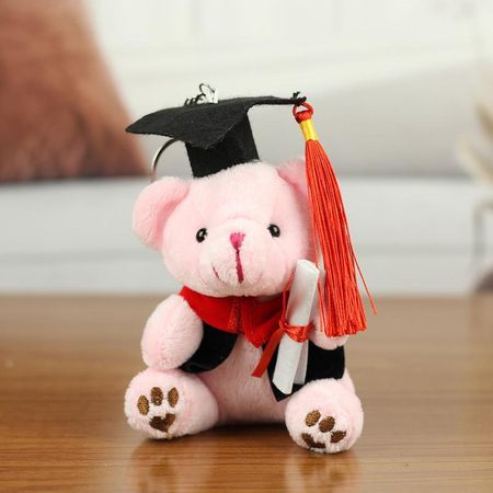 Очаровательный плюшевый мишка-выпускник в очках, из короткого плюша Pink
