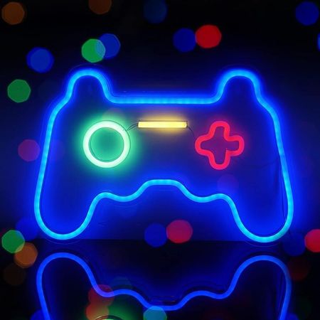 Game On LED Neon Sign Lights - Video/PC Game Room Wall Decor USB Powered with Switch Game Accessories Gamer Teen Boys Bedroom Man Cave Bar Sign Gifts Gampad