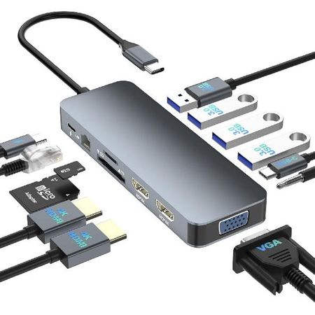Docking Station Dual Monitor for Dell/HP/Lenovo/Surface Laptop, Dual HDMI Adapter for 2 Monitors, Laptop Docking Station Dual Monitor, 13 in 1 USB C