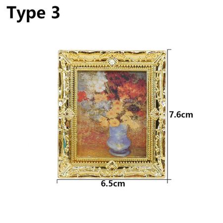 Accessories Dollhouse Ornament Vintage Framed Photos Mini Picture Miniature Oil Painting 1:12 Scale Type 3