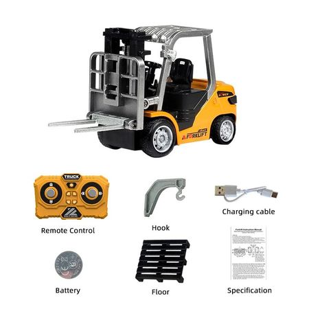 Mini RC Forklift 1/64 Alloy Desktop Remote Controlled Car Toy Engineering Vehicle App Control Cars Trucks Christmas Gifts Kids жёлтый