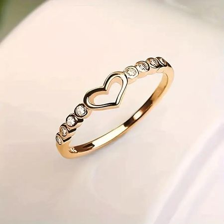 1pc Fashion Heart Shape Simple Hollow Golden Plated Silvery Rose Golden Ring KTJ 5