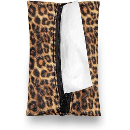 ZD Leopard Print Purse Tissue Holder Travel Tissue Pouch for Purse Fabric Zipper Enclosed Pouches Reble Paper Holder for Co, 3x5 Inches