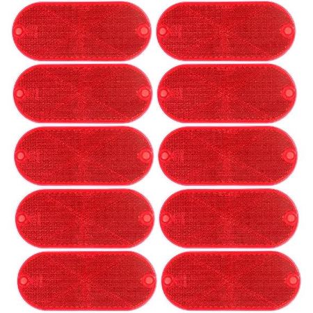 10 Pack White Self Adhesive and Drill Mount Oval Reflectors, Road Safety Gate Posts Rear Reflectors for Trailer Caravan Truck Tractor Boat Lorry красный