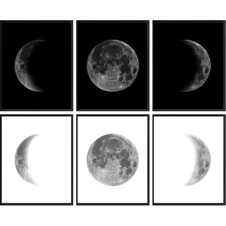 97 Decor Moon Poster Decor - Phases Of The Moon Wall Art, Moon Phase Cycle Art Prints, Vintage Black and White Night Posters for Bedroom Decoration