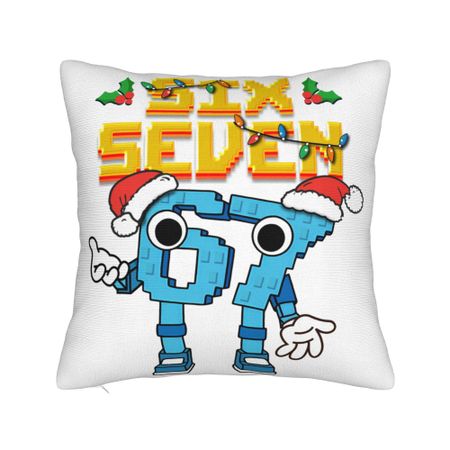 Funny Kids Meme 67 Six Seven Italian Brainrot Christmas Pillowcase Printed Polyester Cushion Cover Gift  Pillow Case Cover Home 30x30cm 12x12in