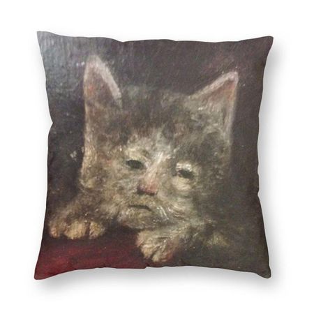 Renaissance Medieval Cat Square Pillowcase Polyester Linen Velvet Pattern Zip Decor Pillow Case Sofa Seater Cushion Cover 45x45 30x30cm 12x12in