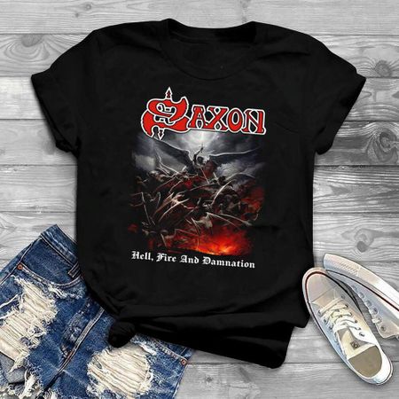 Saxon Hel, Fire And Damnation Gift fans unisex All size shirt D1008 Unisex T-Shirt XL