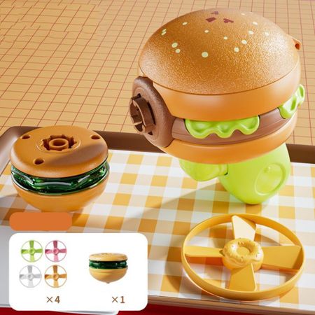 Launcher Rotating Gyro 2 in 1 Kids Luminous Toy Unique Shape Gyro Flying Disc  Outdoor Game StyleB