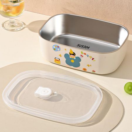 Microwaveable Food Storage Box Cartoon Pattern Fresh Keeping Box  Picnic Style G