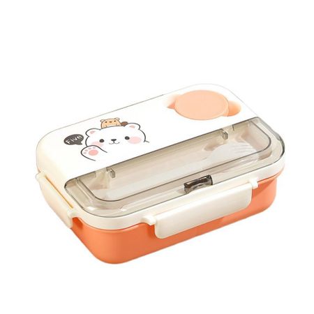 Portable Divides Food Container Stainless Steel Breakfast Boxes Lunch Container  Tableware розовый