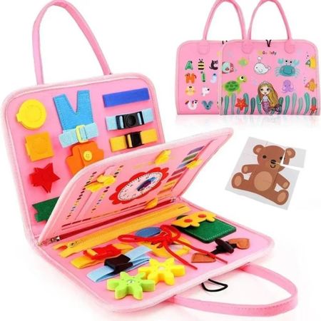 Cartoon Cute Felt Busy Board Creative Busy Board Montessori Toys  Children Gift розовый
