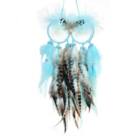 Funny Owl Dream Catcher Net Creative Wall Hanging Pendant Smart Bird Dreamcatcher  Bedroom синий