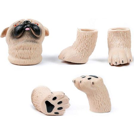 5pcs Funny Gag Animals Puppet Soft Adhesive Novelty Toys Interesting Finger Puppet Set  Birthday Pug