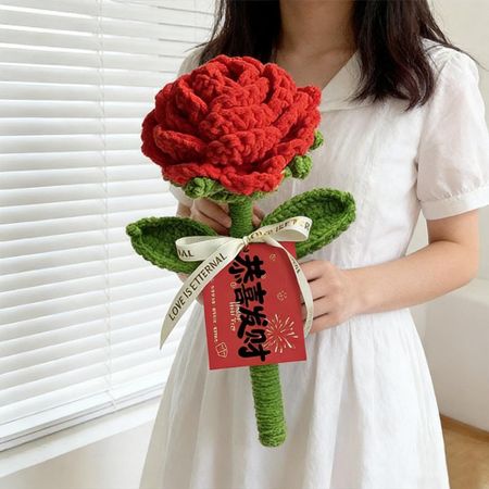 Creative Crochet Knitted Rose Handmade Knitting Crochet Artificial Rose  Gift For Couples Style 4