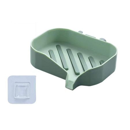 Punch-Free Drain Soap Dish Holder Wall-mounted Draining Soap Storage Rack  Home зелёный