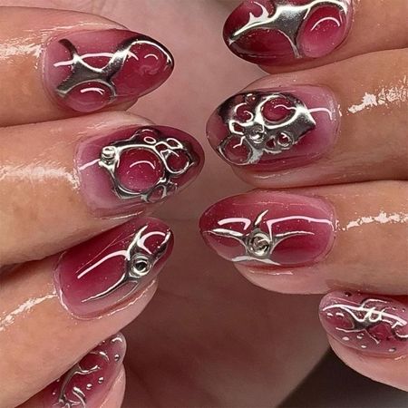 Накладные ногти Короткие Френч Миндаль Накладные типсы для ногтей Искусственный ноготь Ложный ноготь с дизайном Полное покрытие Акриловый ноготь 1
