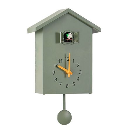 House Shape Cuckoo Wall Clock With Clock Pendulum Cuckoo Chime Bird House Clock  Home Decor зелёный