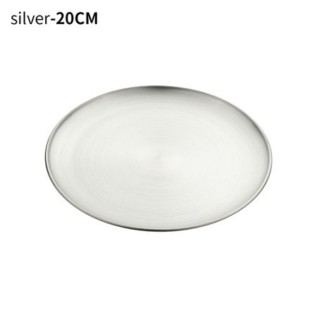 Tableware Fruit Meat Cake Dessert Round Plate Bone Spitting Dish Shallow Tray Metal Dining Disc 20CM