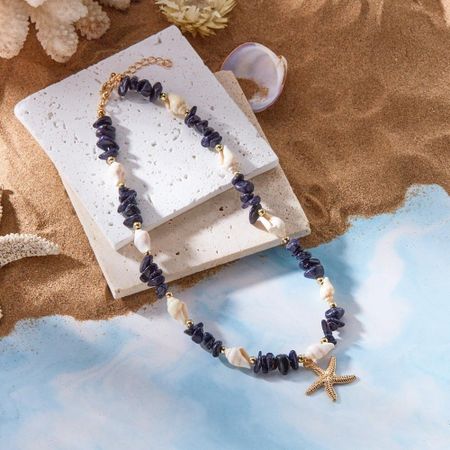 Colorful Conch Pendant Necklace Bohemian Style Shell Necklace  Holiday Party темно-синий