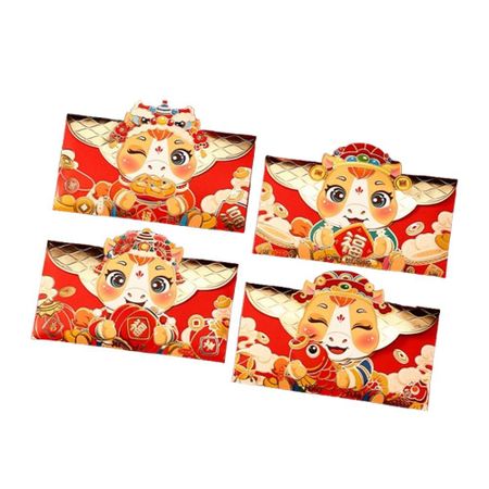 4pcs Paper Craft New Year Money Envelope Thickened Lucky Money Bag Red Packet  Chinese New Year Style 4