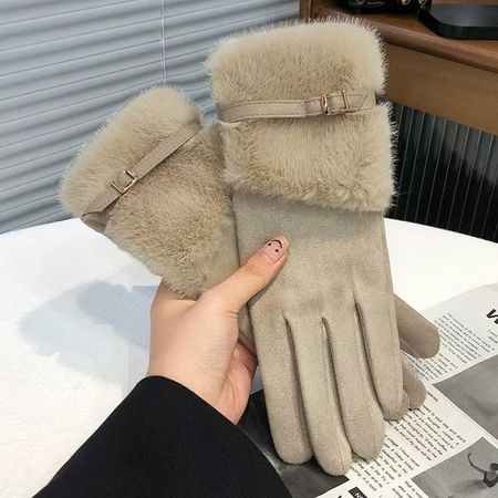 Кожаные Бархатные Перчатки Для Женщин Зимой