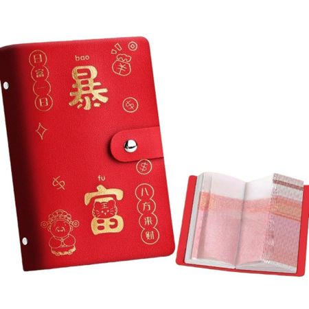 PU Leather Envelop Savings Challenges Book Chinese New Year Cash Budget Notebook  Student красный
