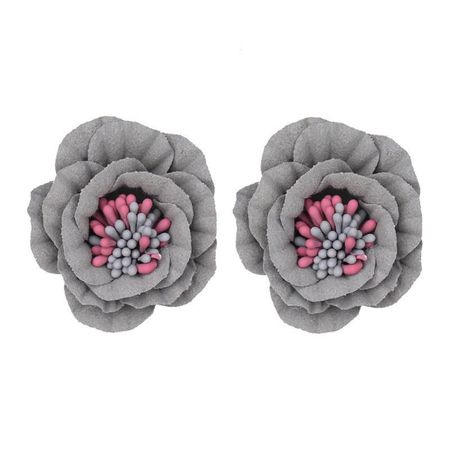 Chic Flower-shaped Womens Earrings Simple Fashionable Street Style Jewelry серый