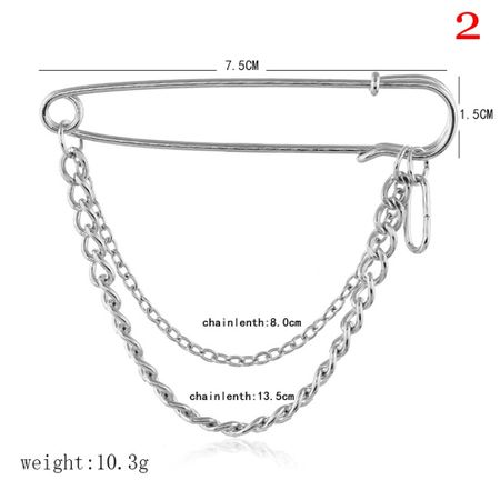 Unisex Minimalist Suit Accessory Punk Brooches Long Chain Big Pins Cross Pendant 2