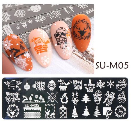 Snowflake Penguin Image Paint Polish Stencil Nail Art  Template Stainless Steel Nail Stamping Plate SU-M05