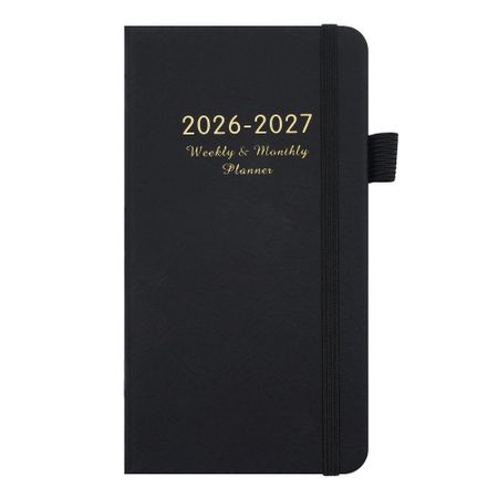 Pu Leather 2026 Schedule Planner Notepad 12 Months To-do List Notebook Office Work Planner  School чёрный