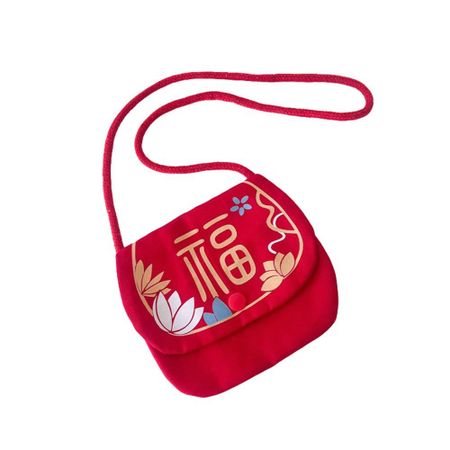 Letter Print Chinese Style Candy Bag Lotus Blessing Red Bag New Year Shoulder Bag  Spring Festival красный