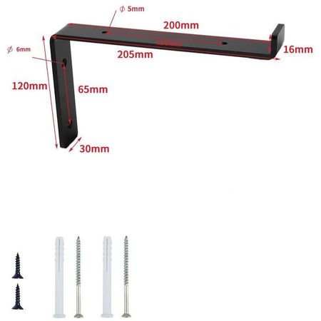 Sleek Black Wall Mounted L Shaped U Shaped Bracket For Industrial Style Shelf Display And Storage 20cm/7.87in