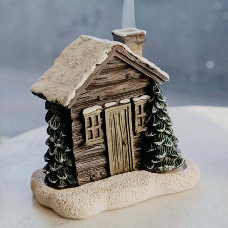 Stunning Resin Crafted Christmas Cottage Incense Burner For Cozy Office Atmosphere