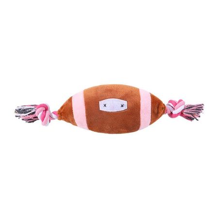 Interactive And Durable Plush Dog Toy With Sound Cotton Rope And Olive Football Design розовый