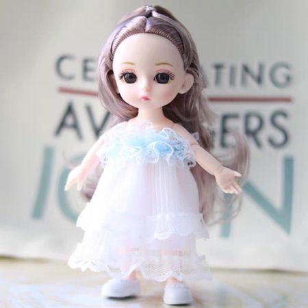 1/12 BJD Mini Girl Doll with Clothes with Clothes Movable Joints Mini Girl Doll  Kids Toys style D