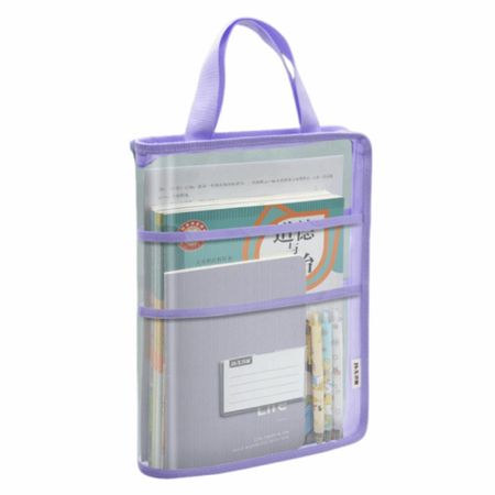 A3 Large Test Paper Storage Bag Visible Transparent A4 Handbag  School Office Supplies фиолетовый