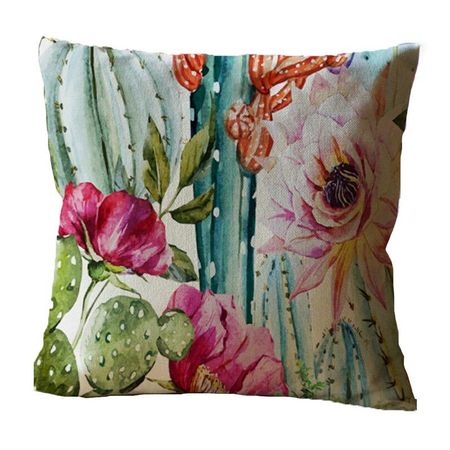 Timeless Tropical Flower Cactus Cushion Cover For Elegant Home Styling Red Flower