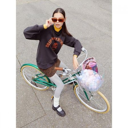 Cc Collect Cc Crew Roller Lettering Sweatshirt C254psm707c DG/FREE