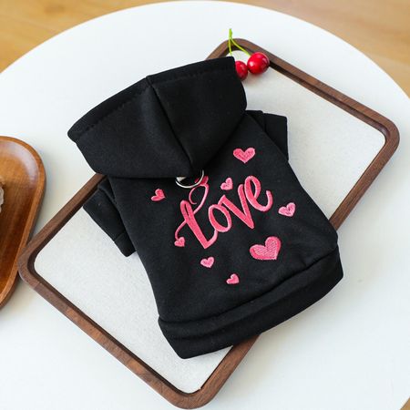 Cute And Fashionable Pet Clothing, Warm And Comfortable Embroidered Heart-shaped Sweatshirt L чёрный