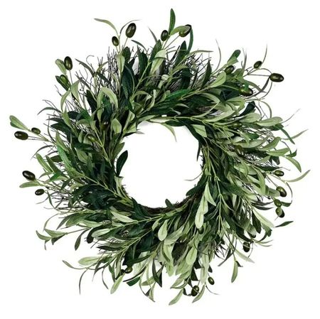 Creative Fashion Olive Wreath Greenery Wreath Artificial Green with Olive Leaves Olive Bean for Front Door Farmhouse Home Party 40cm оливковый