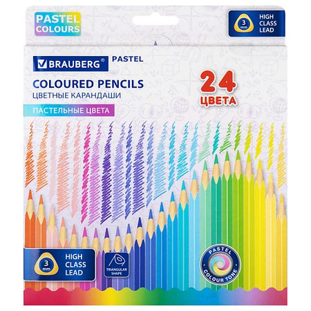 Набор карандашей BRAUBERG Карандаши цветные BRAUBERG PASTEL
