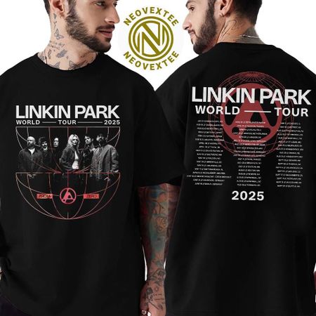Linkin Park Глобус Мерч С Мирового Турне Zero 2025 Футболка Унисекс Футболка XXXL