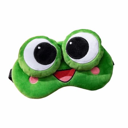Green Big Eyes Plush Sleep Mask Cartoon Plush Sleeping Eye Cover Frog Sleep Eye Mask  Dream Night 02