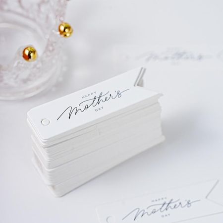 100pcs White Paper Gift Labels Handmade Hand Gift Hanging Tag Mother Day Tags  Gift Wrapping
