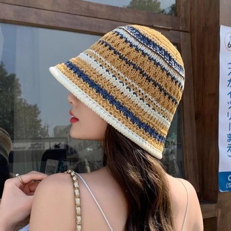 Стильная вязаная панама, разноцветная кепка с козырьком, шляпа- рыбак, женская хаки