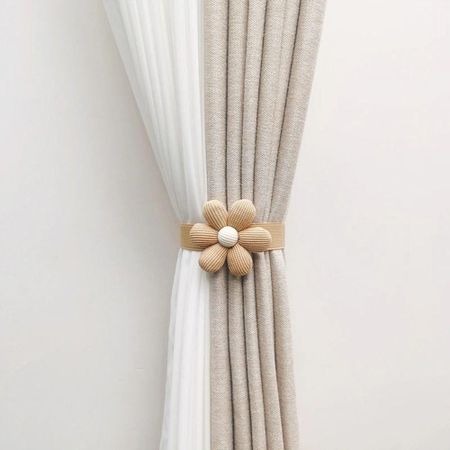 Magnetic Buckle Curtain Elastic Buckle Strap Elastic Band Curtain Rope Holders  Home Decor Brown-C