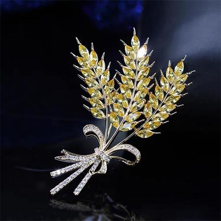 Autumn And Winter Crystalline Wheat Ear Brooches High End Temperament Big Selling Brooches Anti Failure Silk Scarf Buckle Waist PinBig Jewelry