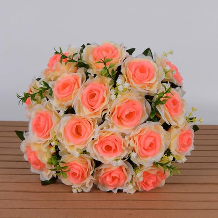 18 Heads Valentine s Day Flowers 10 Colors Natural Simulated Rose  Home Decorative оранжевый