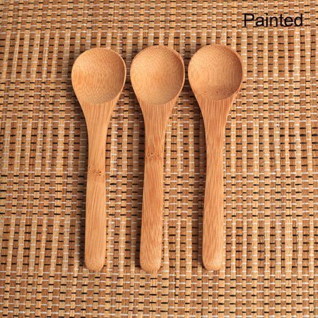 3 Pc Cutlery Kitchen Soup Cooking Utensil Jam Scoop Bamboo Spoon Wooden Round 3PCS painted
